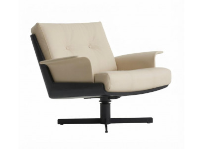 Loungesessel Beige Schwarz Drehbar Modern Polstersessel Komfortabel