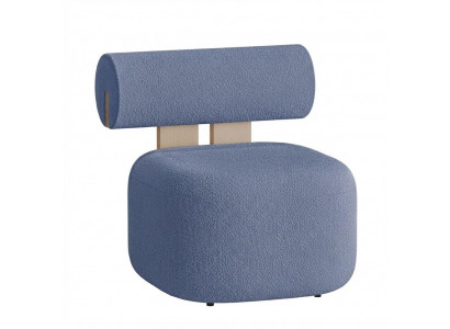 Loungesessel Blau Modern Polstersessel Holzdetails Designer Sitzmöbel