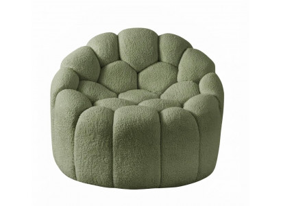 Loungesessel Grün Modern Rund Polster Holzgestell Designer Komfortabel