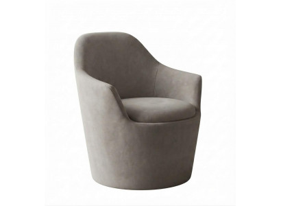 Loungesessel Grau Modern Polstersessel Holzgestell Rund Komfortabel