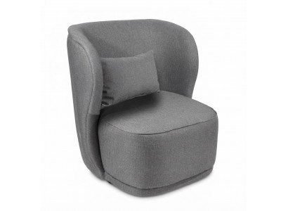 Loungesessel Grau Modern Polstersessel Holzgestell Rund Komfortabel