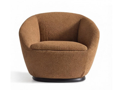 Loungesessel Braun Schwarz Modern Rund Polstersessel Holz Designer