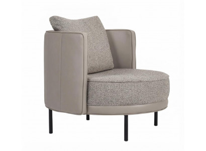 Loungesessel Grau Polstersessel Bouclé Schwarze Metallbeine Modern