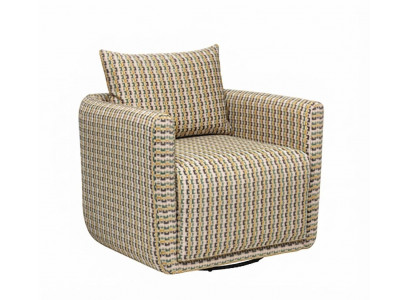 Moderner Sessel Beige Gefleckter Stoff Holzgestell Polsterstuhl Lounge