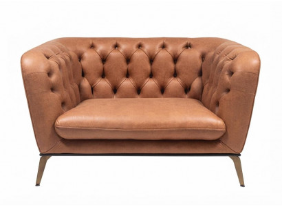 Braun Ledersessel Chesterfield Design Holzgestell Modern Polstersessel