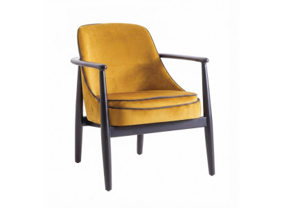 Gelb Loungesessel Modernes Design Dunkles Holzgestell Polsterstuhl