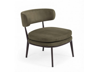 Grün Loungesessel Modernes Design Dunkles Metallgestell Polsterstuhl