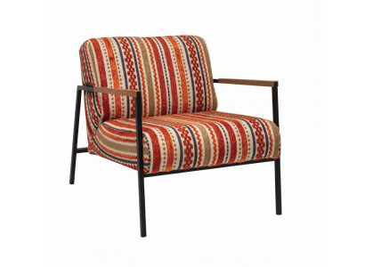 Gemusterter Loungesessel Design Buntes Polster Schwarzes Metallgestell