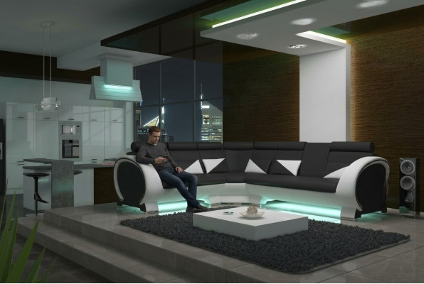 ECKSOFA ECKCOUCH DESIGN *FARWAHL* CANAPÉ LEDER CANAPÉ LEDERSOFA LEDERGARNITUR