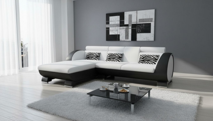 Ledersofa Sofa Eckcouch Polster Ecksofa Sofagarnitur Designer Couch Barfunktioun