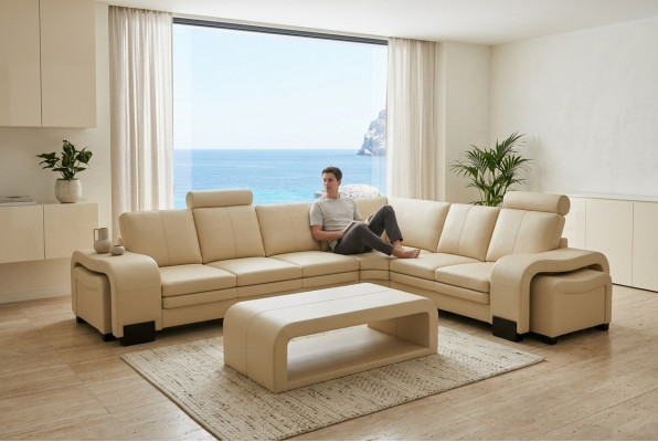 LEDERSOFA XXL WUNNLANDSCHAFT GARNITUR LEDER ECKCOUCH GARNITUR ECKSOFA POLSTER