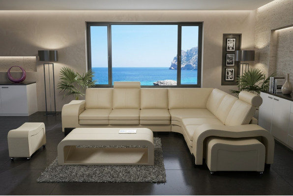 LEDERSOFA XXL WUNNLANDSCHAFT GARNITUR LEDER ECKCOUCH GARNITUR ECKSOFA POLSTER