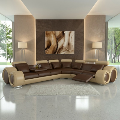 Eis ausgezeichnet grouss L-fërmeg Designersofa fir stilvoll ze liewen.