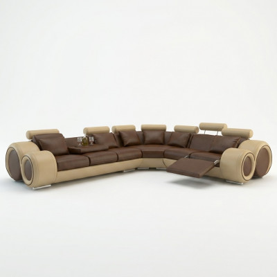 Eis ausgezeichnet grouss L-fërmeg Designersofa fir stilvoll ze liewen.