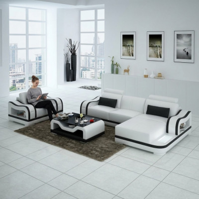 Lieder Canapé Couch Wunnlandschaft Eckcanapé + Fauteuil Eck Garnitur Modern G8030E