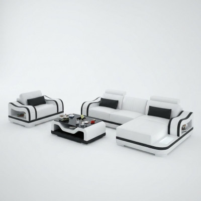 Lieder Canapé Couch Wunnlandschaft Eckcanapé + Fauteuil Eck Garnitur Modern G8030E