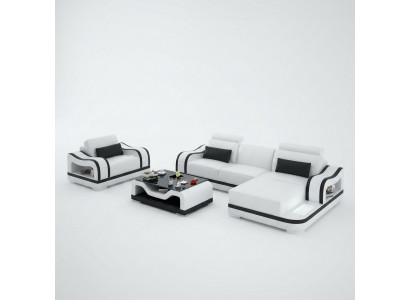 Lieder Canapé Couch Wunnlandschaft Eckcanapé + Fauteuil Eck Garnitur Modern G8030E
