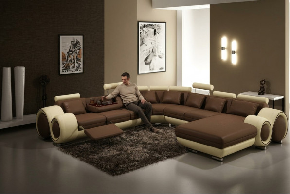 Ledersofa Eckcouch Ecksofa Sofa Canapé Polster Lieder Sëtz Garnitur Wunnlandschaft