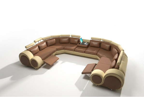 Ledercouch Canapé Couch Wunnlandschaft Lieder Textil Canapé XXL Eckcouch