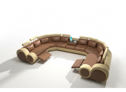 Ledercouch Canapé Couch Wunnlandschaft Lieder Textil Canapé XXL Eckcouch
