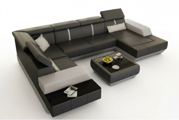 Ledersëtzgrupp Couch Sofa Ecksofa Eckcouch Ledercouch Polster Ecke-Sofa