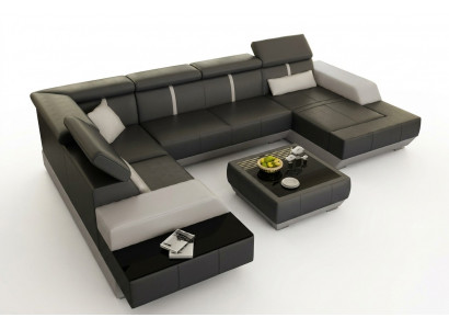 Ledersëtzgrupp Couch Sofa Ecksofa Eckcouch Ledercouch Polster Ecke-Sofa