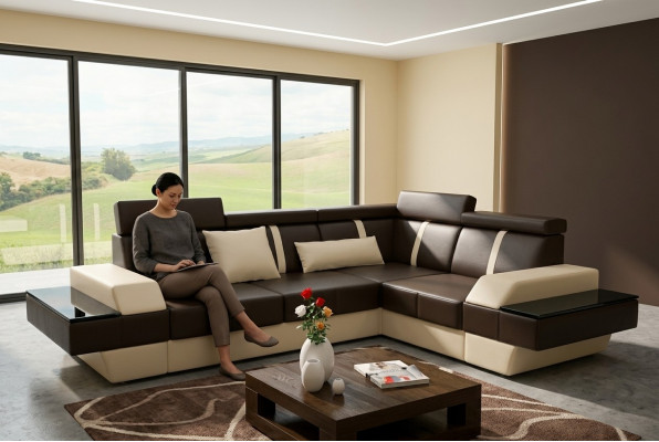 Designer Ledersofa Wunnlandschaft Polstersofa Couch Sofa Ecksofa Eckeck Couch Ledercouch