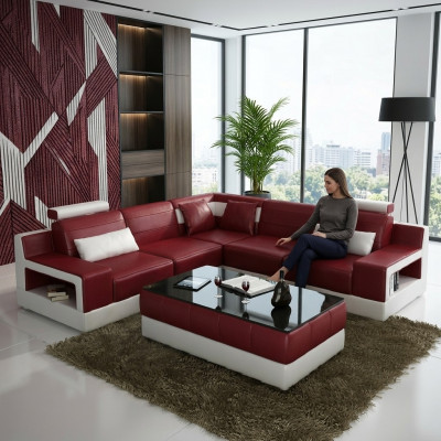 Liederdivan Eckdivan Design Kanapé Bettfunktioun Garnitur Wunnlandschaft Polster Nei