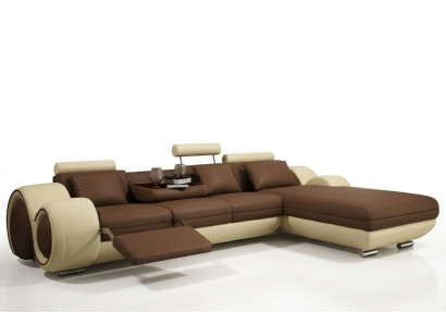 Ecksofa Wunnlandschaft Canapé Liederdivan Canapé Polster Garnitur Eck - Grau-Wäiss