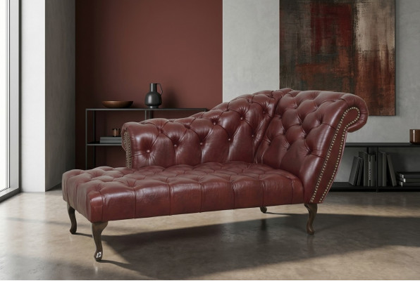 Chesterfield Lieg Canapé Chaiselongues Canapé Sofa Liederstéisel Stoffsëtz mat Kristallen NEI
