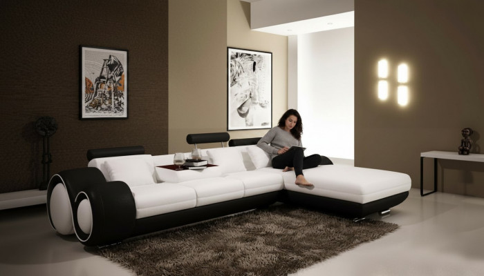 edersofa Canapé U-Form Wunnlandschaft Ecksofa Garnitur Design Modern