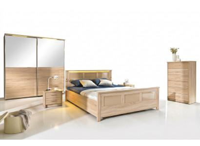 Schlofzëmmer Holz Garnitur Set Komplett Bett Schaf Kommod Nachtdësch Cremona2