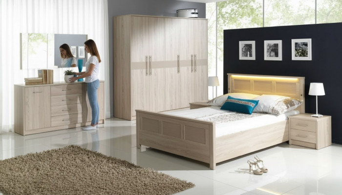 Schlofkummer Miwwelen Ariichtung Bett Kleederschaf Kommode Komplett Set Kommode