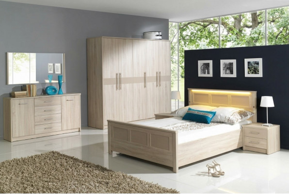 Schlofkummer Miwwelen Ariichtung Bett Kleederschaf Kommode Komplett Set Kommode