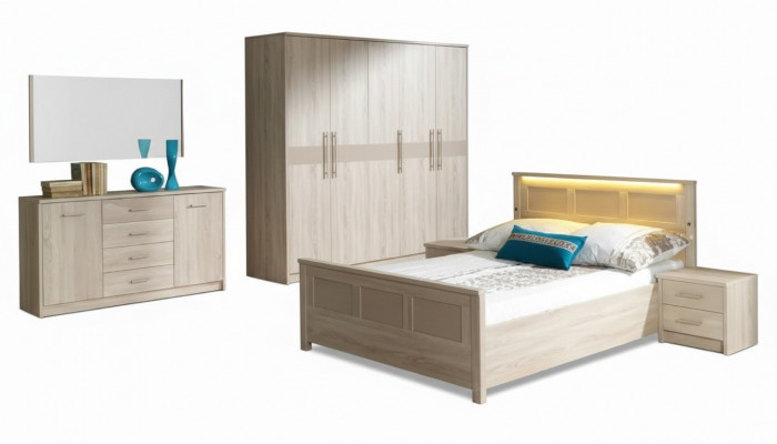 Schlofkummer Miwwelen Ariichtung Bett Kleederschaf Kommode Komplett Set Kommode