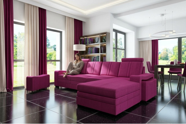 Ecksofa Textil Stoff Lieder Polstersofa Couchgarnitur Wunnlandschaft FRANCO L