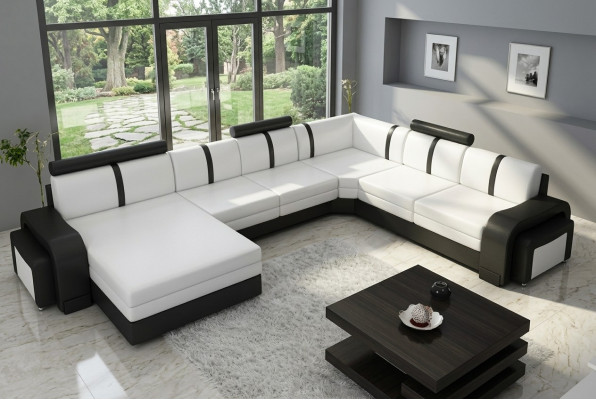 Designer Wunnlandschaft Sofa Polster Ledersofa Ecksofa Canapé Ledergarnitur NEI