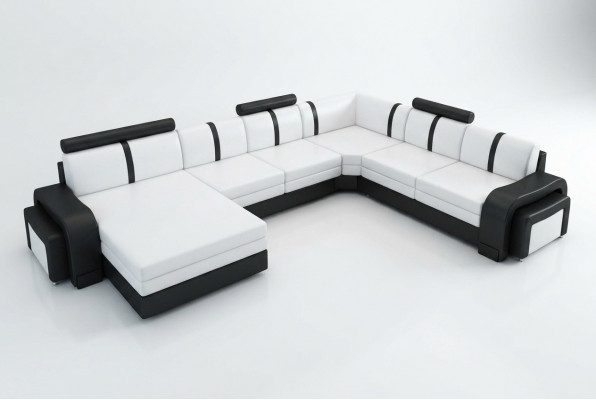 Designer Wunnlandschaft Sofa Polster Ledersofa Ecksofa Canapé Ledergarnitur NEI