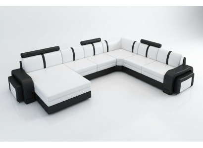 Designer Wunnlandschaft Sofa Polster Ledersofa Ecksofa Canapé Ledergarnitur NEI