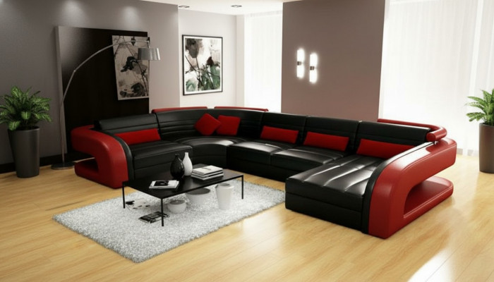 Lieder-Sofa Wunnlandschaft Couch-Garnitur Polster-Eck Eckcouch Sofa U-Form Bergamo