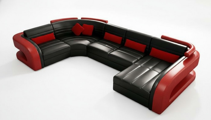 Lieder-Sofa Wunnlandschaft Couch-Garnitur Polster-Eck Eckcouch Sofa U-Form Bergamo