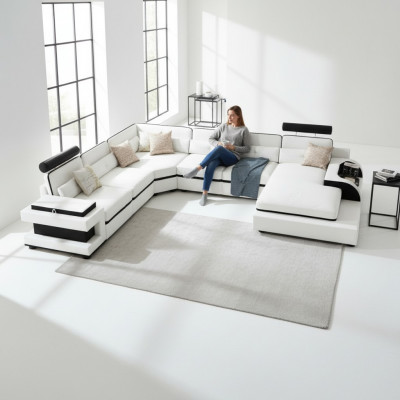 Liederkanapé Canapé Wunnlandschaft Eckkanapé Eck Garnitur Dekor Design Modern