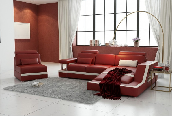 LEDERSOFA XXL LEDER GARNITUR WINKELSOFA POLSTER WOONLANDSCHAFT GARNITUR L FORM HH4