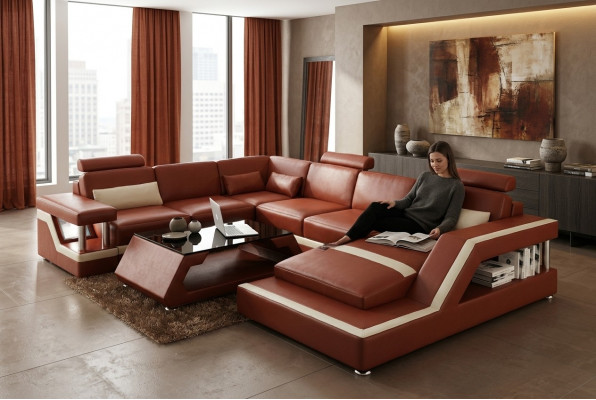 Wunnlandschaft Grouss Modern Liederfotell Canapé Patentéiert Designer Fotell HAMBURG XXL