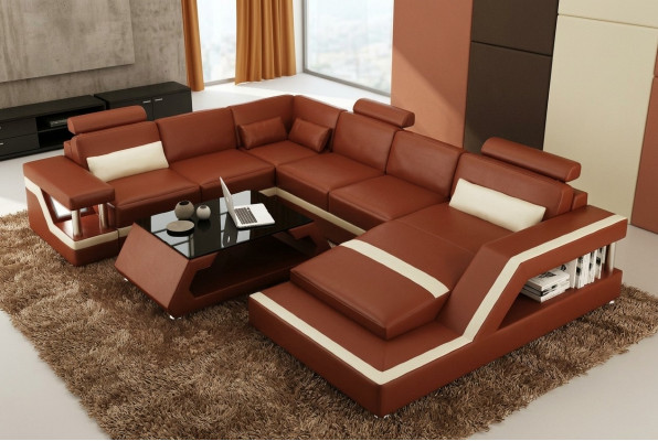 Wunnlandschaft Grouss Modern Liederfotell Canapé Patentéiert Designer Fotell HAMBURG XXL