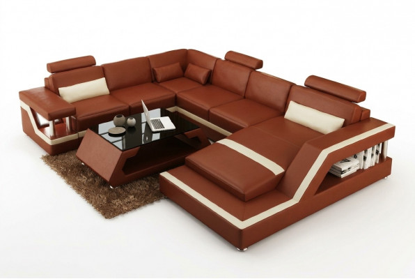 Wunnlandschaft Grouss Modern Liederfotell Canapé Patentéiert Designer Fotell HAMBURG XXL