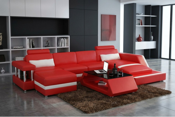 Designer Eckgarnitur Sofa Wohnlandschaft Grouss Modern Ledersofa Canapé Hamburg III