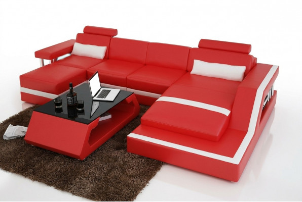Designer Eckgarnitur Sofa Wohnlandschaft Grouss Modern Ledersofa Canapé Hamburg III