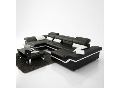 Grouss Canapé Lieder-Garnitur Polster Neie Ledersofa XXL Sofa Ecks-Sofa Wunnlandschaft