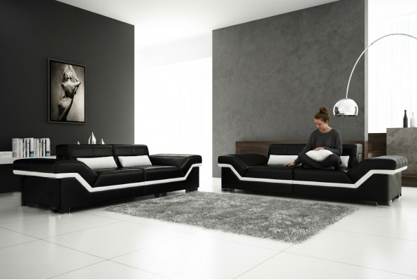LEDERSOFA GROUSSE SOFA 3+3 DESIGN SOFA POLSTER LEDER GARNITUR COUCH SOFAGARNITUR NEI